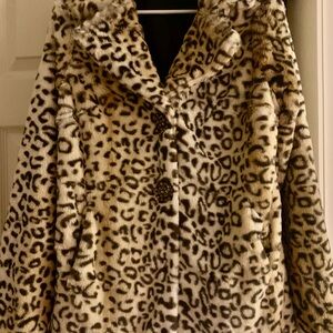 Leopard Print Faux Fur Coat
